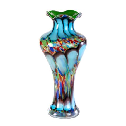 KAMMAK Colored Glass Vase, Beautiful Hand Blown Decorative Vase, Modern Art Vase for Flower Mantle Dining Table Centerpiece, Entryway Living Room Wedding Decoration, 8HPQSKQ023