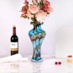 KAMMAK Colored Glass Vase, Beautiful Hand Blown Decorative Vase, Modern Art Vase for Flower Mantle Dining Table Centerpiece, Entryway Living Room Wedding Decoration, 8HPQSKQ023