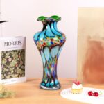 KAMMAK Colored Glass Vase, Beautiful Hand Blown Decorative Vase, Modern Art Vase for Flower Mantle Dining Table Centerpiece, Entryway Living Room Wedding Decoration, 8HPQSKQ023