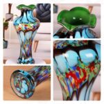 KAMMAK Colored Glass Vase, Beautiful Hand Blown Decorative Vase, Modern Art Vase for Flower Mantle Dining Table Centerpiece, Entryway Living Room Wedding Decoration, 8HPQSKQ023