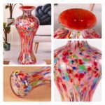 KAMMAK Colored Glass Vase, Beautiful Hand Blown Decorative Vase, Modern Art Vase for Flower Mantle Dining Table Centerpiece, Entryway Living Room Wedding Decoration, 8HPQSKQ025