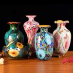 KAMMAK Colored Glass Vase, Beautiful Hand Blown Decorative Vase, Modern Art Vase for Flower Mantle Dining Table Centerpiece, Entryway Living Room Wedding Decoration, 8HPQSKQ025