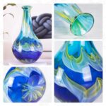 KAMMAK Colored Glass Vase, Beautiful Hand Blown Decorative Vase, Modern Art Vase for Flower Mantle Dining Table Centerpiece, Entryway Living Room Wedding Decoration, JG73