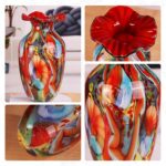 KAMMAK Colored Glass Vase, Beautiful Hand Blown Decorative Vase, Modern Art Vase for Flower Mantle Dining Table Centerpiece, Entryway Living Room Wedding Decoration, 8HPFH033