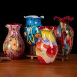 KAMMAK Colored Glass Vase, Beautiful Hand Blown Decorative Vase, Modern Art Vase for Flower Mantle Dining Table Centerpiece, Entryway Living Room Wedding Decoration, 8HPFH033
