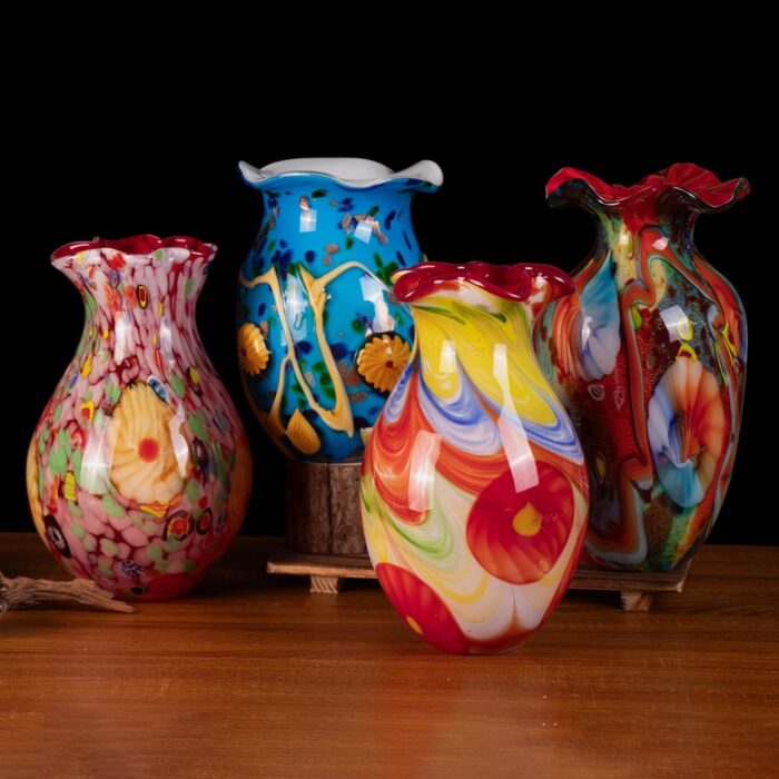 KAMMAK Colored Glass Vase, Beautiful Hand Blown Decorative Vase, Modern Art Vase for Flower Mantle Dining Table Centerpiece, Entryway Living Room Wedding Decoration, 8HPFH033