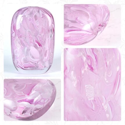 KAMMAK Colored Glass Vase, Beautiful Hand Blown Decorative Vase, Modern Art Vase for Flower Mantle Dining Table Centerpiece, Entryway Living Room Wedding Decoration, FH02140