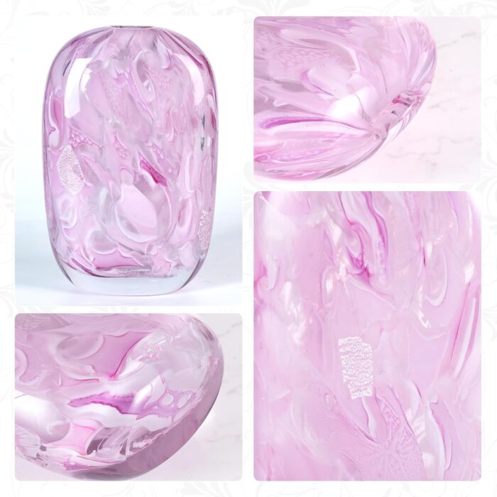 KAMMAK Colored Glass Vase, Beautiful Hand Blown Decorative Vase, Modern Art Vase for Flower Mantle Dining Table Centerpiece, Entryway Living Room Wedding Decoration, FH02140