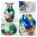KAMMAK Colored Glass Vase, Beautiful Hand Blown Decorative Vase, Modern Art Vase for Flower Mantle Dining Table Centerpiece, Entryway Living Room Wedding Decoration, FH02013 KAMMAK 8HPFH02013 glass vase shape and proportion detail image 3