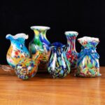 KAMMAK Colored Glass Vase, Beautiful Hand Blown Decorative Vase, Modern Art Vase for Flower Mantle Dining Table Centerpiece, Entryway Living Room Wedding Decoration, FH02013 KAMMAK 8HPFH02013 glass vase scale and proportion view image 6