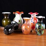 KAMMAK Colored Glass Vase, Beautiful Hand Blown Decorative Vase, Modern Art Vase for Flower Mantle Dining Table Centerpiece, Entryway Living Room Wedding Decoration, FH02015