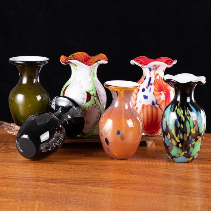 KAMMAK Colored Glass Vase, Beautiful Hand Blown Decorative Vase, Modern Art Vase for Flower Mantle Dining Table Centerpiece, Entryway Living Room Wedding Decoration, FH02015