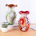 KAMMAK Colored Glass Vase, Beautiful Hand Blown Decorative Vase, Modern Art Vase for Flower Mantle Dining Table Centerpiece, Entryway Living Room Wedding Decoration, FH02017 KAMMAK 8HPFH02017 glass vase styled on dining table image 5