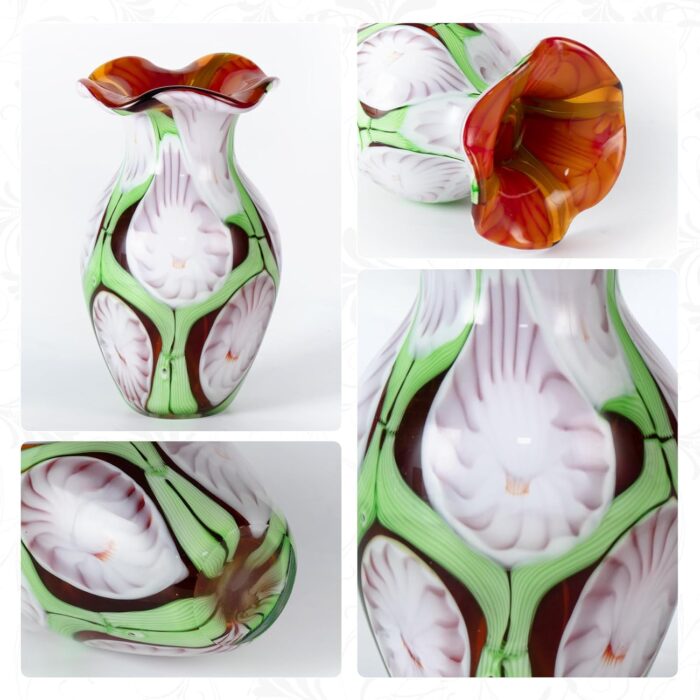 KAMMAK Colored Glass Vase, Beautiful Hand Blown Decorative Vase, Modern Art Vase for Flower Mantle Dining Table Centerpiece, Entryway Living Room Wedding Decoration, FH02017 KAMMAK 8HPFH02017 glass vase shape and proportion detail image 3