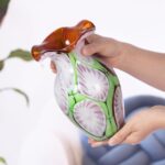 KAMMAK Colored Glass Vase, Beautiful Hand Blown Decorative Vase, Modern Art Vase for Flower Mantle Dining Table Centerpiece, Entryway Living Room Wedding Decoration, FH02017 KAMMAK 8HPFH02017 glass vase close-up material texture detail image 4