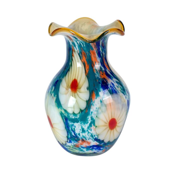 KAMMAK Colored Glass Vase, Beautiful Hand Blown Decorative Vase, Modern Art Vase for Flower Mantle Dining Table Centerpiece, Entryway Living Room Wedding Decoration, FH02082