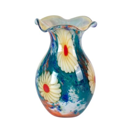 KAMMAK Colored Glass Vase, Beautiful Hand Blown Decorative Vase, Modern Art Vase for Flower Mantle Dining Table Centerpiece, Entryway Living Room Wedding Decoration, FH02083