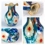 KAMMAK Colored Glass Vase, Beautiful Hand Blown Decorative Vase, Modern Art Vase for Flower Mantle Dining Table Centerpiece, Entryway Living Room Wedding Decoration, FH02082