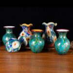 KAMMAK Colored Glass Vase, Beautiful Hand Blown Decorative Vase, Modern Art Vase for Flower Mantle Dining Table Centerpiece, Entryway Living Room Wedding Decoration, FH02082