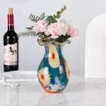 KAMMAK Colored Glass Vase, Beautiful Hand Blown Decorative Vase, Modern Art Vase for Flower Mantle Dining Table Centerpiece, Entryway Living Room Wedding Decoration, FH02083