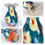 KAMMAK Colored Glass Vase, Beautiful Hand Blown Decorative Vase, Modern Art Vase for Flower Mantle Dining Table Centerpiece, Entryway Living Room Wedding Decoration, FH02083