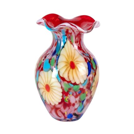 KAMMAK Colored Glass Vase, Beautiful Hand Blown Decorative Vase, Modern Art Vase for Flower Mantle Dining Table Centerpiece, Entryway Living Room Wedding Decoration, FH02087