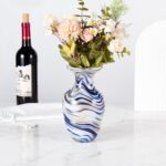 KAMMAK Colored Glass Vase, Beautiful Hand Blown Decorative Vase, Modern Art Vase for Flower Mantle Dining Table Centerpiece, Entryway Living Room Wedding Decoration, FH02084