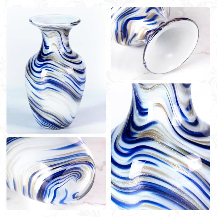 KAMMAK Colored Glass Vase, Beautiful Hand Blown Decorative Vase, Modern Art Vase for Flower Mantle Dining Table Centerpiece, Entryway Living Room Wedding Decoration, FH02084