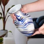 KAMMAK Colored Glass Vase, Beautiful Hand Blown Decorative Vase, Modern Art Vase for Flower Mantle Dining Table Centerpiece, Entryway Living Room Wedding Decoration, FH02084