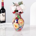 KAMMAK Colored Glass Vase, Beautiful Hand Blown Decorative Vase, Modern Art Vase for Flower Mantle Dining Table Centerpiece, Entryway Living Room Wedding Decoration, FH02087