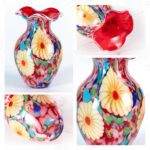 KAMMAK Colored Glass Vase, Beautiful Hand Blown Decorative Vase, Modern Art Vase for Flower Mantle Dining Table Centerpiece, Entryway Living Room Wedding Decoration, FH02087