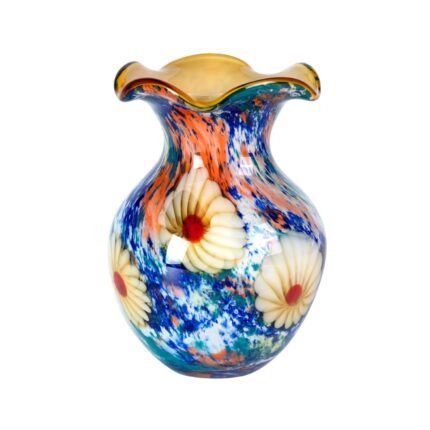 KAMMAK Colored Glass Vase, Beautiful Hand Blown Decorative Vase, Modern Art Vase for Flower Mantle Dining Table Centerpiece, Entryway Living Room Wedding Decoration, FH02086