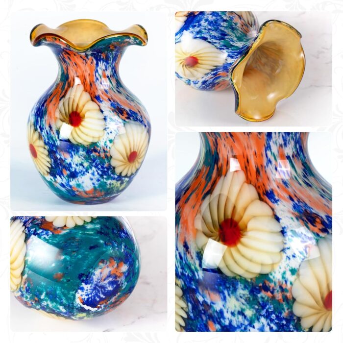 KAMMAK Colored Glass Vase, Beautiful Hand Blown Decorative Vase, Modern Art Vase for Flower Mantle Dining Table Centerpiece, Entryway Living Room Wedding Decoration, FH02086