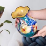 KAMMAK Colored Glass Vase, Beautiful Hand Blown Decorative Vase, Modern Art Vase for Flower Mantle Dining Table Centerpiece, Entryway Living Room Wedding Decoration, FH02086