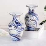 KAMMAK Colored Glass Vase, Beautiful Hand Blown Decorative Vase, Modern Art Vase for Flower Mantle Dining Table Centerpiece, Entryway Living Room Wedding Decoration, FH02085