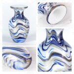 KAMMAK Colored Glass Vase, Beautiful Hand Blown Decorative Vase, Modern Art Vase for Flower Mantle Dining Table Centerpiece, Entryway Living Room Wedding Decoration, FH02085