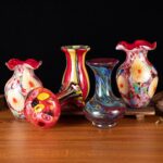 KAMMAK Colored Glass Vase, Beautiful Hand Blown Decorative Vase, Modern Art Vase for Flower Mantle Dining Table Centerpiece, Entryway Living Room Wedding Decoration, FH02088