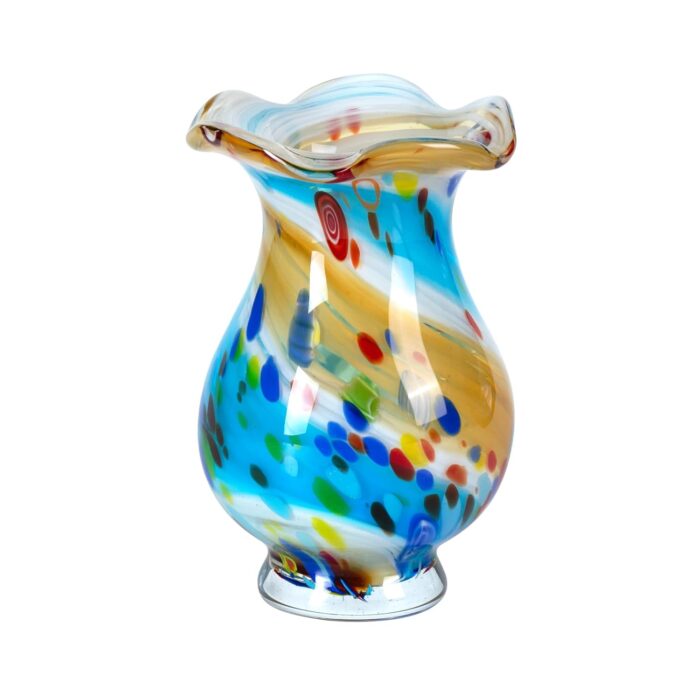KAMMAK Colored Glass Vase, Beautiful Hand Blown Decorative Vase, Modern Art Vase for Flower Mantle Dining Table Centerpiece, Entryway Living Room Wedding Decoration, FH02094