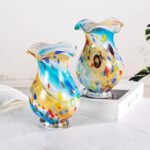 KAMMAK Colored Glass Vase, Beautiful Hand Blown Decorative Vase, Modern Art Vase for Flower Mantle Dining Table Centerpiece, Entryway Living Room Wedding Decoration, FH02094