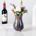 KAMMAK Colored Glass Vase, Beautiful Hand Blown Decorative Vase, Modern Art Vase for Flower Mantle Dining Table Centerpiece, Entryway Living Room Wedding Decoration, FH02093