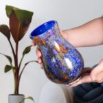 KAMMAK Colored Glass Vase, Beautiful Hand Blown Decorative Vase, Modern Art Vase for Flower Mantle Dining Table Centerpiece, Entryway Living Room Wedding Decoration, FH02093