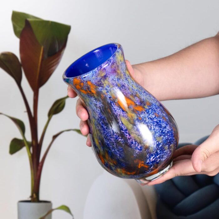 KAMMAK Colored Glass Vase, Beautiful Hand Blown Decorative Vase, Modern Art Vase for Flower Mantle Dining Table Centerpiece, Entryway Living Room Wedding Decoration, FH02093