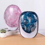 KAMMAK Colored Glass Vase, Beautiful Hand Blown Decorative Vase, Modern Art Vase for Flower Mantle Dining Table Centerpiece, Entryway Living Room Wedding Decoration, FH02020