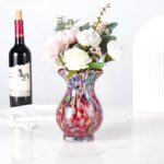KAMMAK Colored Glass Vase, Beautiful Hand Blown Decorative Vase, Modern Art Vase for Flower Mantle Dining Table Centerpiece, Entryway Living Room Wedding Decoration, FH02090