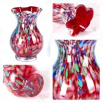 KAMMAK Colored Glass Vase, Beautiful Hand Blown Decorative Vase, Modern Art Vase for Flower Mantle Dining Table Centerpiece, Entryway Living Room Wedding Decoration, FH02090