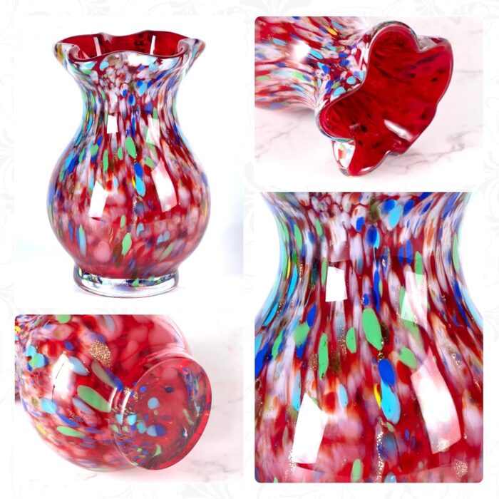 KAMMAK Colored Glass Vase, Beautiful Hand Blown Decorative Vase, Modern Art Vase for Flower Mantle Dining Table Centerpiece, Entryway Living Room Wedding Decoration, FH02090