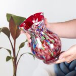 KAMMAK Colored Glass Vase, Beautiful Hand Blown Decorative Vase, Modern Art Vase for Flower Mantle Dining Table Centerpiece, Entryway Living Room Wedding Decoration, FH02090