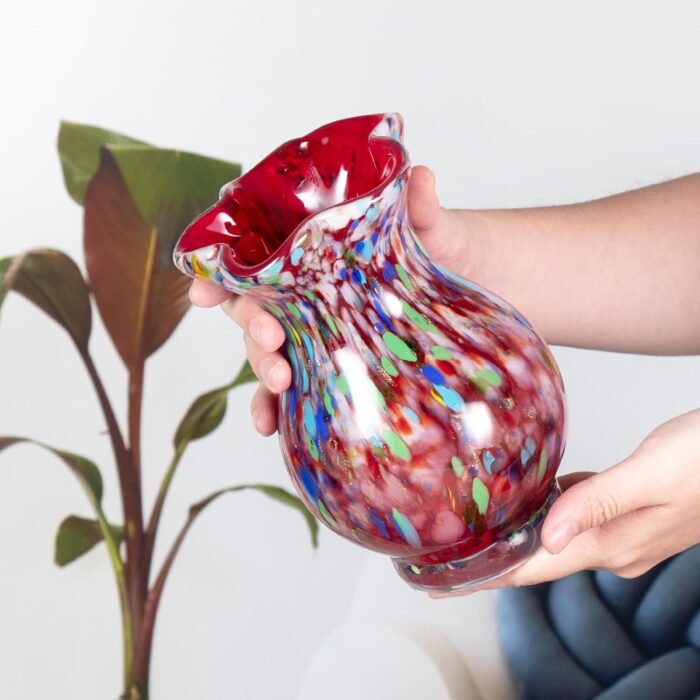 KAMMAK Colored Glass Vase, Beautiful Hand Blown Decorative Vase, Modern Art Vase for Flower Mantle Dining Table Centerpiece, Entryway Living Room Wedding Decoration, FH02090