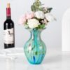 KAMMAK Colored Glass Vase, Beautiful Hand Blown Decorative Vase, Modern Art Vase for Flower Mantle Dining Table Centerpiece, Entryway Living Room Wedding Decoration, FH02091 KAMMAK 8HPFH02091 glass vase side angle view showing silhouette
