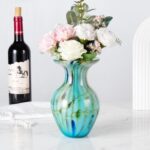 KAMMAK Colored Glass Vase, Beautiful Hand Blown Decorative Vase, Modern Art Vase for Flower Mantle Dining Table Centerpiece, Entryway Living Room Wedding Decoration, FH02091